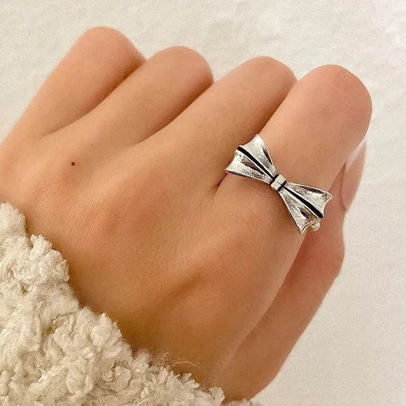 Jewelry - 925 Sterling Silver Bow Ring Minimalist Ring Dainty Ring Band Stackable Ring